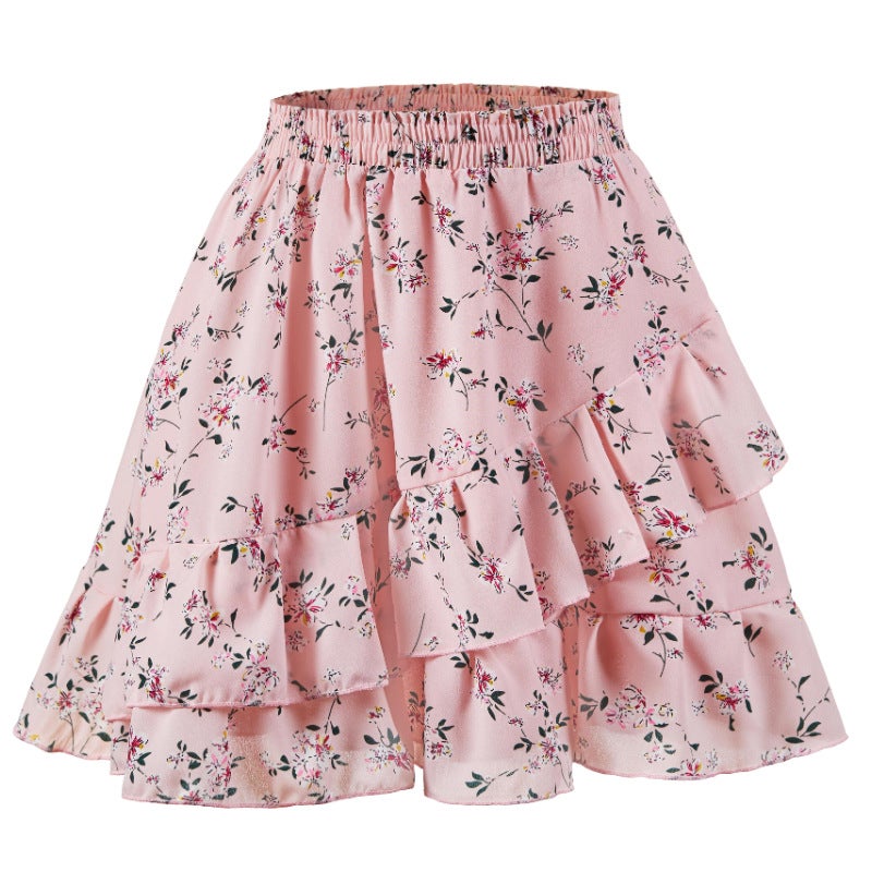 Spring and Summer Women''s Plus-Size Floral A-Line Skirt with Ruffled Hem, Fishtail Bodycon Skirt, Pleated Skirt with Large Hem - Image 1