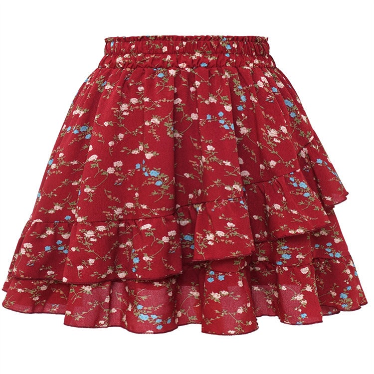 Spring and Summer Women''s Plus-Size Floral A-Line Skirt with Ruffled Hem, Fishtail Bodycon Skirt, Pleated Skirt with Large Hem - Image 4