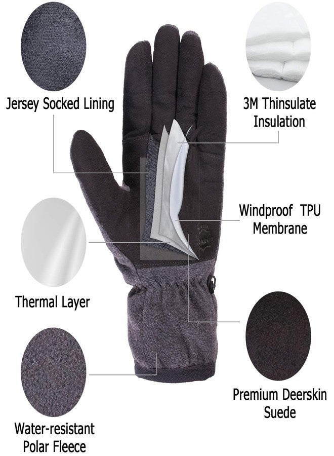 SKYDEER Winter Gloves with Soft Deerskin Suede Leather For Men and Women Cold Weather (SD8662T/L, Warm 3M Thinsulate Insulation) - Image 2