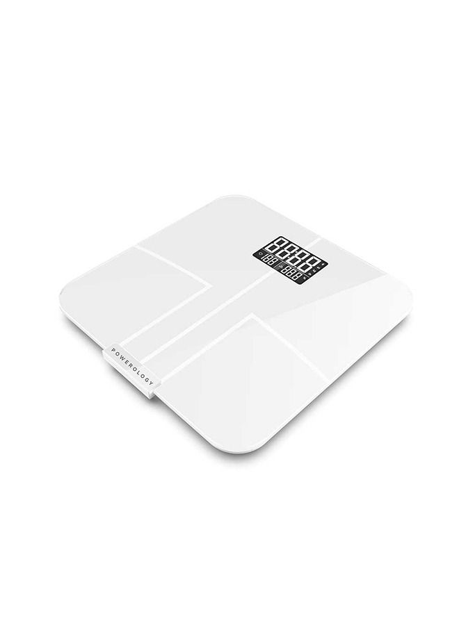 Powerology Smart Body Scale Pro/Wifi Smart Scale with Full Body Composition/ Tracks Weight, Body Fat, Water, Muscle, Bone Mass/ Up to 10 User Profiles/Compatible with Fitbit, Apple Health & Google Health - White - Image 2