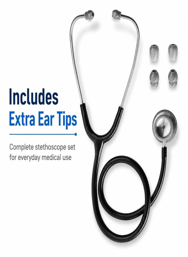 Primacare First Classic Dual Head Stethoscope, Stainless Steel Chestpiece, Professional Medical Stethoscope for Doctors, Nurses, Students, Adult & Pediatric, Black - Image 2