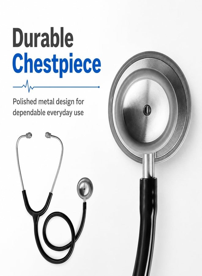 Primacare First Classic Dual Head Stethoscope, Stainless Steel Chestpiece, Professional Medical Stethoscope for Doctors, Nurses, Students, Adult & Pediatric, Black - Image 3