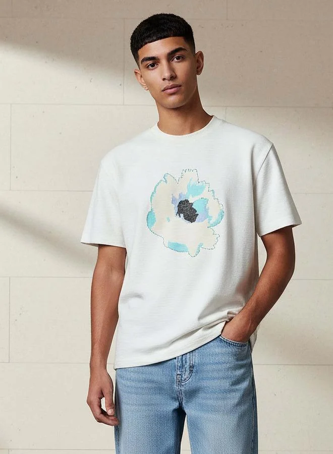 لي كوبر تيشيرت رجالي لي كوبر بياقة دائرية وأكمام قصيرة بقصة عادية ونقش