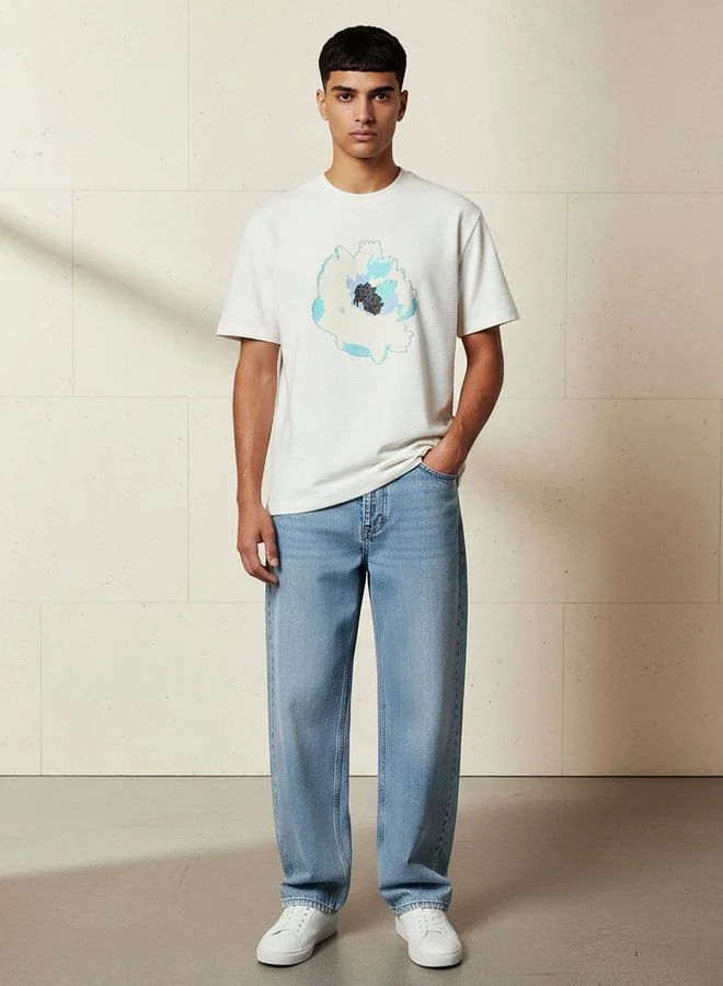 لي كوبر تيشيرت رجالي لي كوبر بياقة دائرية وأكمام قصيرة بقصة عادية ونقش