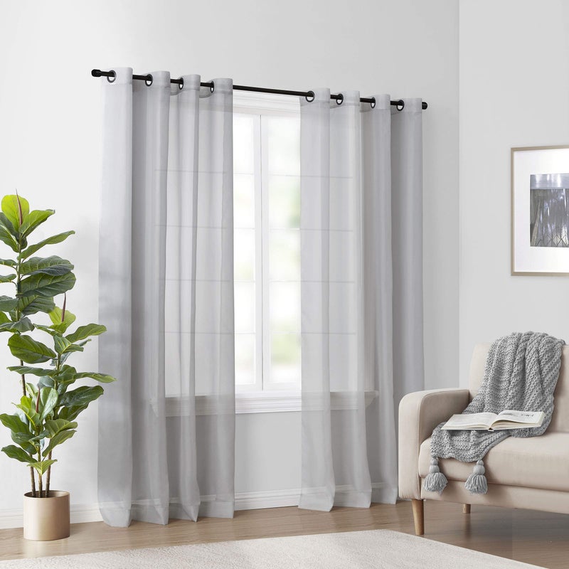 CurtainFresh Odor Neutralizing Sheer Voile Grommet Window Curtain for Bedroom or Living Room (1 Panel)  59 in x 120 in  Light Grey - Image 1