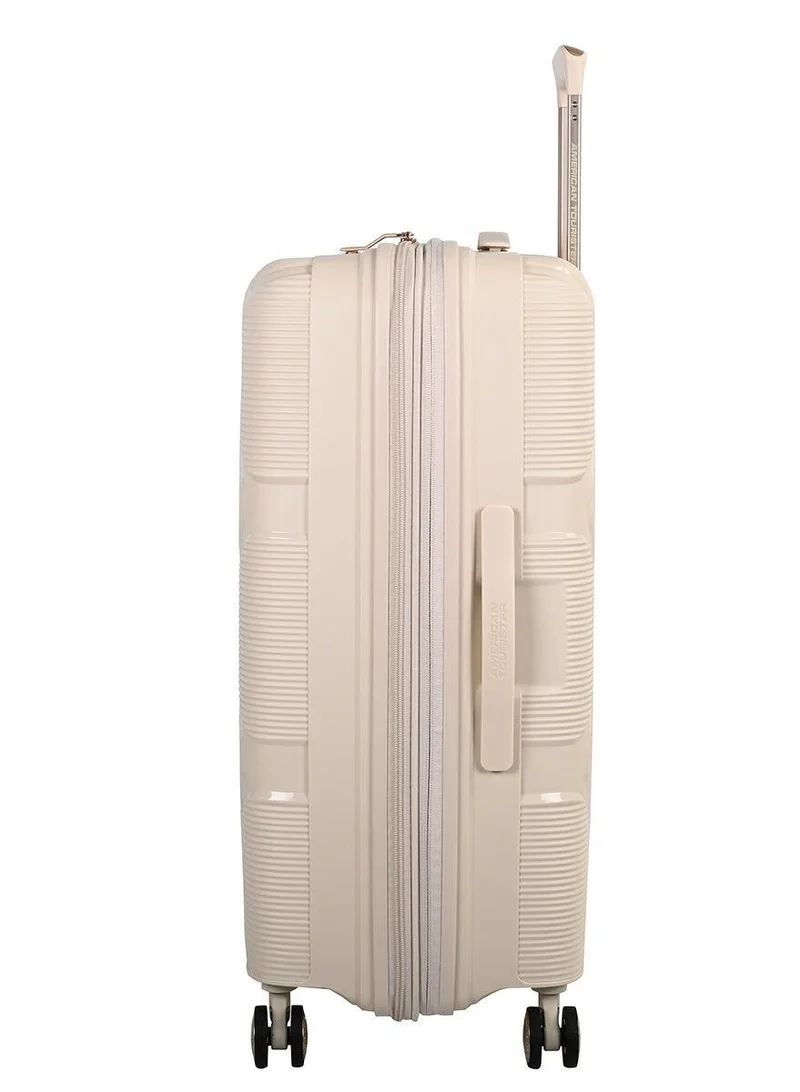 AMERICAN TOURISTER instagon suitcase, check-in size 69 cm / 25 inch, 4 double wheels, hard top, polypropylene, cream|duosaf™ security zipper|tsa 008 lock|optimov™ shock absorbing wheels|expandable - 3 years international warranty