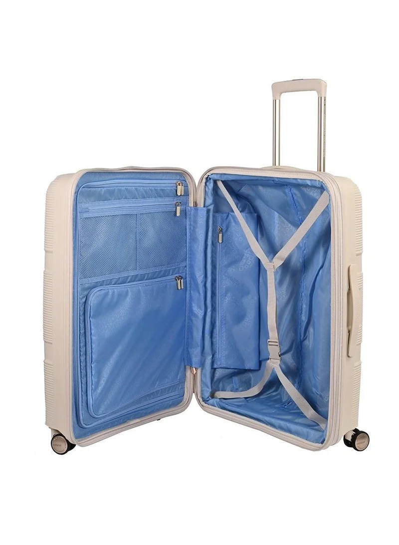 AMERICAN TOURISTER 69 cm / 25 inch instagon suitcase, check-in size 69 cm / 25 inch, 4 double wheels, hard top, polypropylene, cream|duosaf™ security zipper|tsa 008 lock|optimov™ shock absorbing wheels|expandable - 3 years international warranty  | Best Price UAE