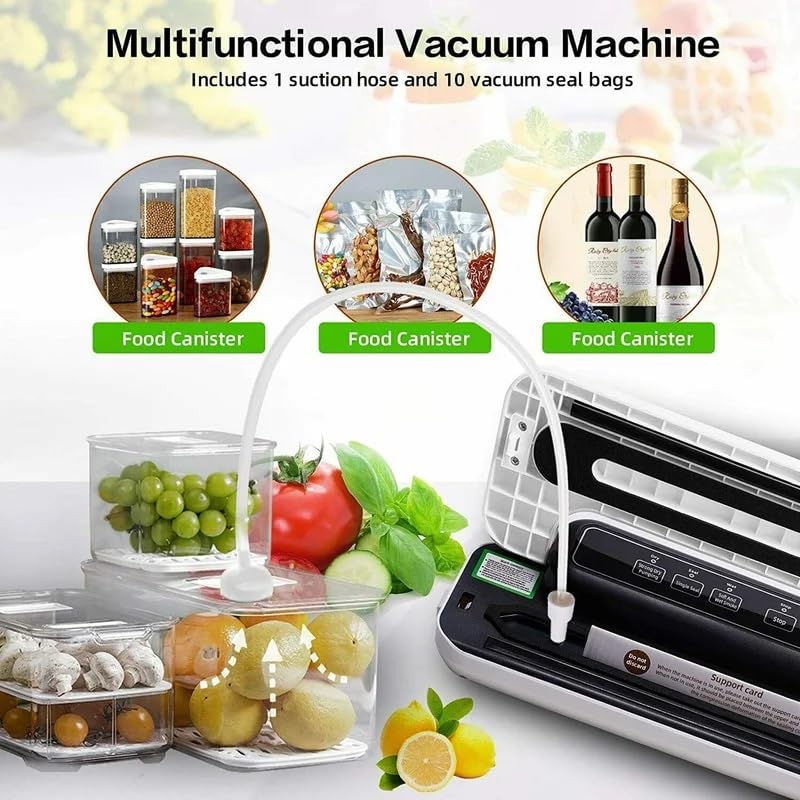 NETXE vacuum Sealer Machine Food Saver 5 in 1 Automatic Vacuum Sealing Machine with 10 Sealing Bags Dry Moist Modes Easy to Clean For Meat or Wet Food In Home Kitchen - Image 4