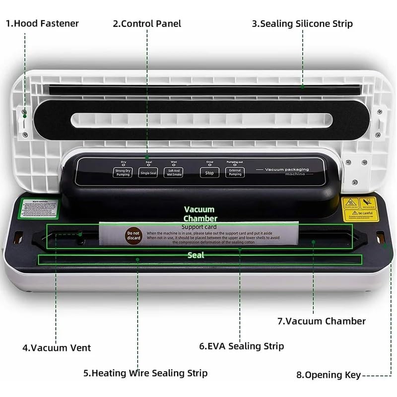 NETXE vacuum Sealer Machine Food Saver 5 in 1 Automatic Vacuum Sealing Machine with 10 Sealing Bags Dry Moist Modes Easy to Clean For Meat or Wet Food In Home Kitchen - Image 3