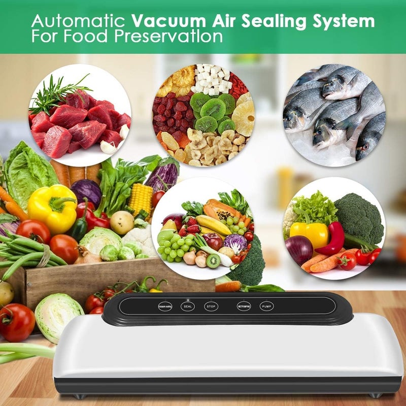 NETXE vacuum Sealer Machine Food Saver 5 in 1 Automatic Vacuum Sealing Machine with 10 Sealing Bags Dry Moist Modes Easy to Clean For Meat or Wet Food In Home Kitchen - Image 5