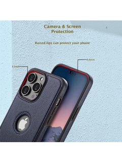 Mikki iPhone 15 Pro Max Case, Vegan Leather Protective Case for Apple iPhone 15 Pro Max, Luxury, Elegant and Beautiful Design Cover, Non-Slip Vintage Looking Perfect Stitching Leather Case (Royal Blue)  - Image 3