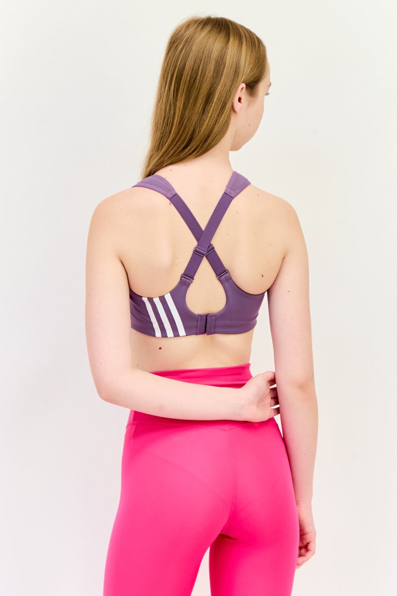 Adidas Women Brand Logo Lightly Padded Training Sports Bra, Purple - Image 2