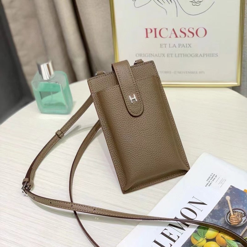 Top Layer Cowhide Mobile Phone Bag Fashionable Litchi Pattern Genuine Leather Women'S Small Bag Shoulder Crossbody Bag Mobile Phone Bag - Image 4