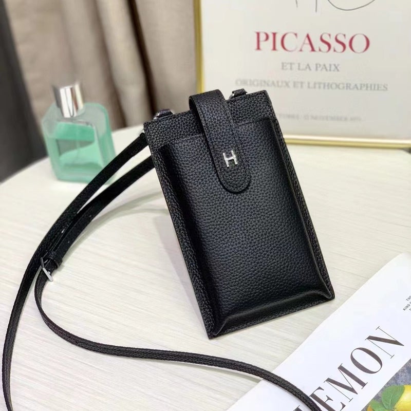 Top Layer Cowhide Mobile Phone Bag Fashionable Litchi Pattern Genuine Leather Women'S Small Bag Shoulder Crossbody Bag Mobile Phone Bag - Image 5