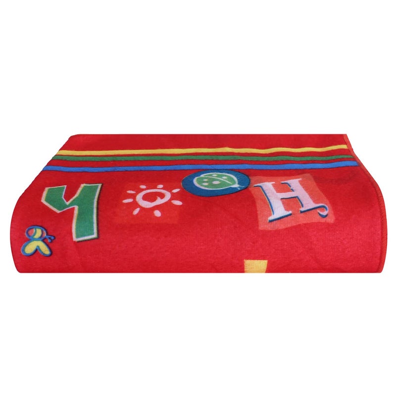 Kuber Industries Kuber Industries Kids Bath Towel|Soft Cotton & Sides Stitched Baby Towel|Microfibered Winnie The Pooh and Piglet Pattern Toddler Towel,55x26 Inch,Pack of 2 (Red)  - Image 3