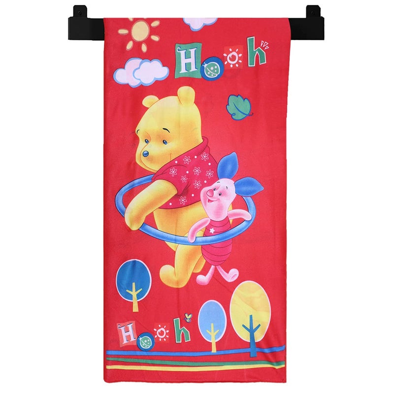 Kuber Industries Kuber Industries Kids Bath Towel|Soft Cotton & Sides Stitched Baby Towel|Microfibered Winnie The Pooh and Piglet Pattern Toddler Towel,55x26 Inch,Pack of 2 (Red)  - Image 5