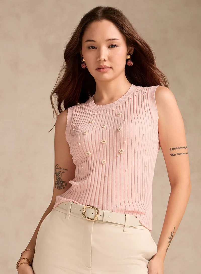 Outzidr Rose Gold Rose Gold Studded Tank Top for Women | Best Price UAE
