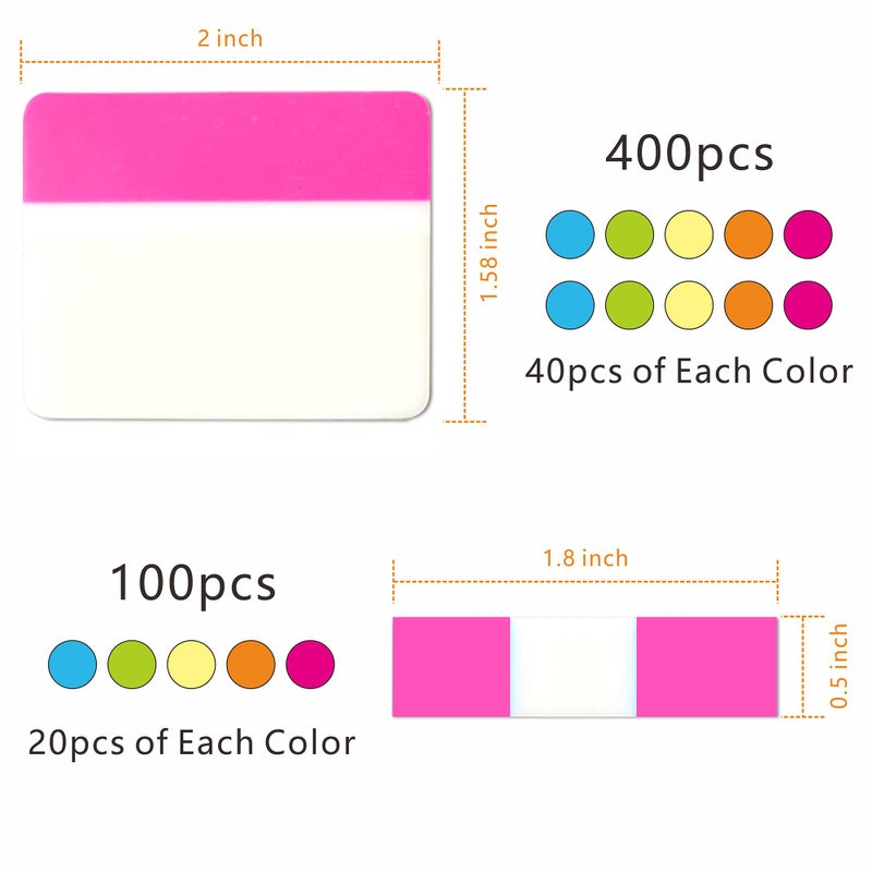 Quellance Sticky Index Tabs Book Page - 500Pcs 2 Inch Writable Colored Pages Markers, Repositionable File Tab Flags Labels Self Adhesive Reading Divider Sticker for Books, Binders, Notebook and Folders (21 Set) - Image 2