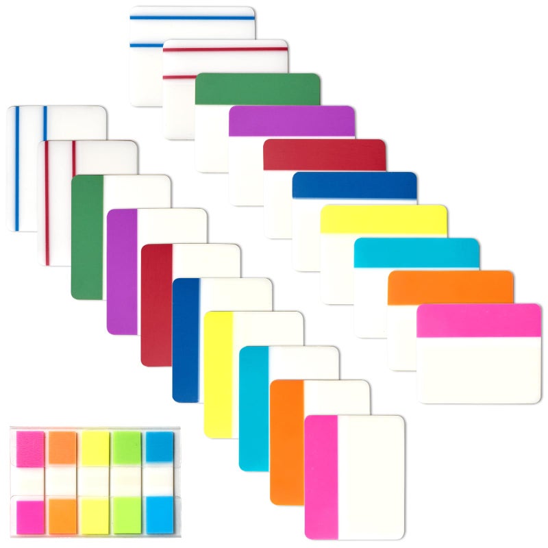 Quellance Sticky Index Tabs Book Page - 500Pcs 2 Inch Writable Colored Pages Markers, Repositionable File Tab Flags Labels Self Adhesive Reading Divider Sticker for Books, Binders, Notebook and Folders (21 Set) - Image 1