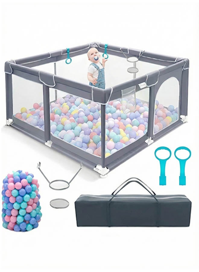 بيوينتي سياج لعب للأطفال الرضع، سياج لعب للأطفال الصغار، ساحة لعب كبيرة للأطفال مع 30 كرة ومفارش لعب، مركز نشاط أمان للرضع في الداخل والخارج، قاعدة مضادة للانزلاق، سياج أطفال قابل للطي - Image 1