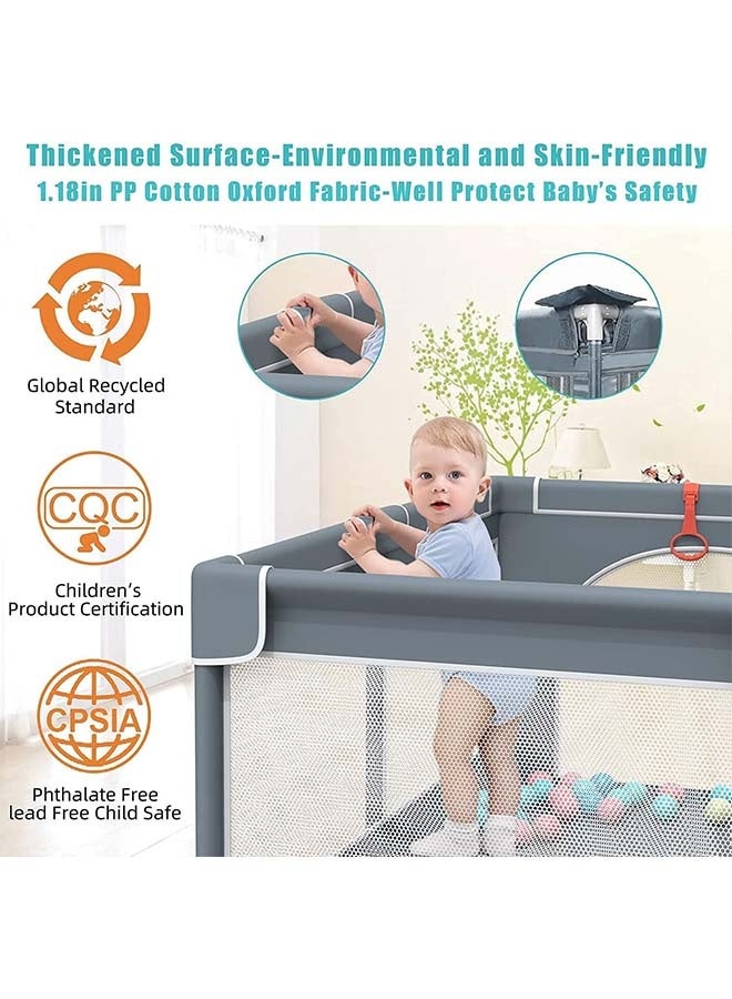بيوينتي سياج لعب للأطفال الرضع، سياج لعب للأطفال الصغار، ساحة لعب كبيرة للأطفال مع 30 كرة ومفارش لعب، مركز نشاط أمان للرضع في الداخل والخارج، قاعدة مضادة للانزلاق، سياج أطفال قابل للطي - Image 5