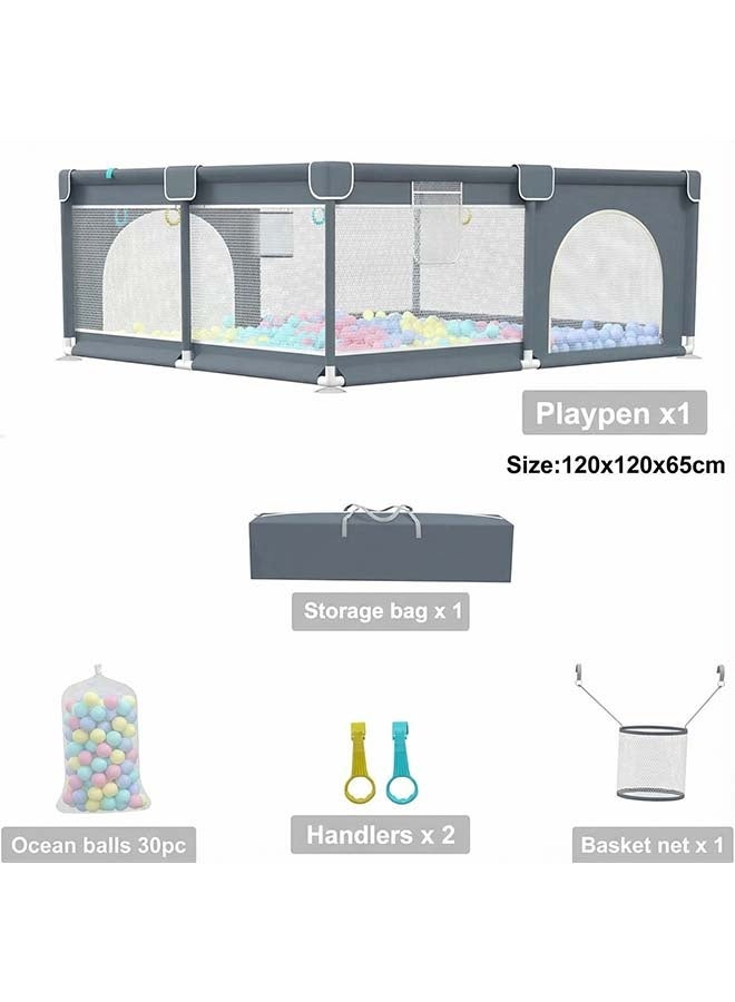 بيوينتي سياج لعب للأطفال الرضع، سياج لعب للأطفال الصغار، ساحة لعب كبيرة للأطفال مع 30 كرة ومفارش لعب، مركز نشاط أمان للرضع في الداخل والخارج، قاعدة مضادة للانزلاق، سياج أطفال قابل للطي - Image 2
