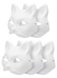 Generic DIY Unpainted White Paper Fox Cat Face Masks - 5 Pcs Blank Pulp Masks for Hand Painting, Perfect for Dance Parties, Festivals, and Performances. Personalize Your Design!  - Image 1