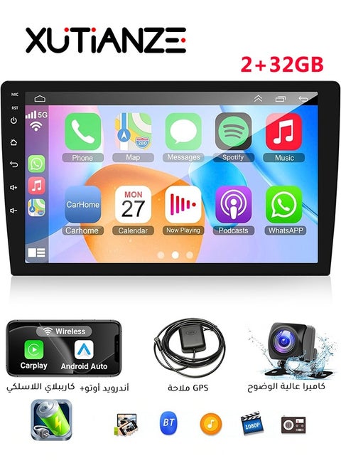 Car Stereo Android Double DIN 9 Inch Touchscreen Wireless CarPlay, Android Auto, Wireless Mirror Link | GPS Navigation Radio FM Radio WiFi/BT/USB Input