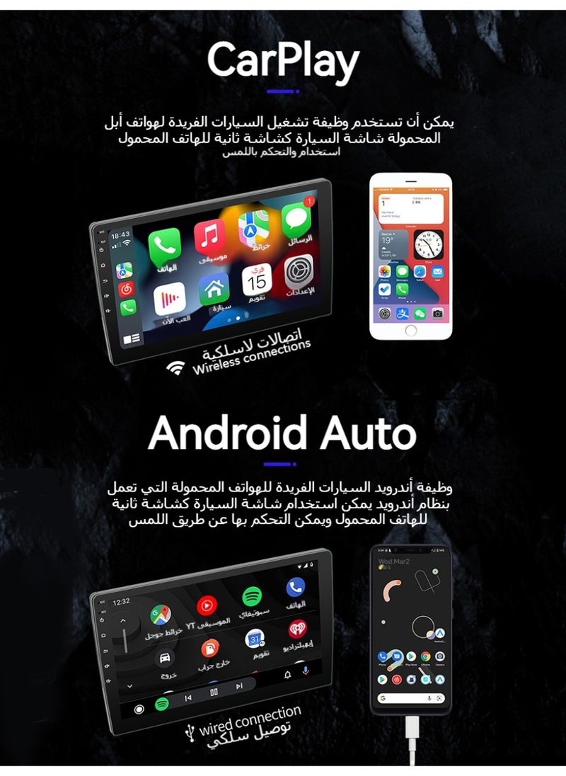 Car Stereo Android Double DIN 9 Inch Touchscreen Wireless CarPlay, Android Auto, Wireless Mirror Link | GPS Navigation Radio FM Radio WiFi/BT/USB Input