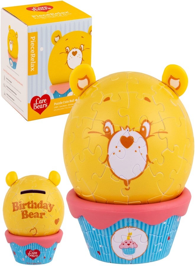 PieceRelax Care Bears™ by PieceRelax 3D Puzzle Coin Bank - Birthday Bear - Office and Home Decoration Made By 84 Curved Plastic Puzzle Pieces, Unique Gifts for Puzzle Lovers [C1091] - Image 1