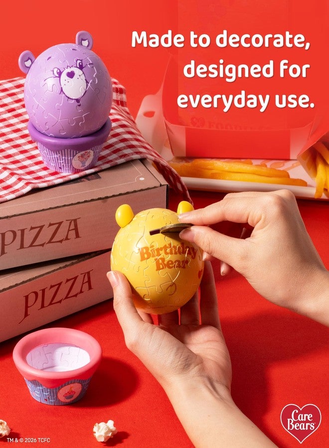 PieceRelax Care Bears™ by PieceRelax 3D Puzzle Coin Bank - Birthday Bear - Office and Home Decoration Made By 84 Curved Plastic Puzzle Pieces, Unique Gifts for Puzzle Lovers [C1091] - Image 2