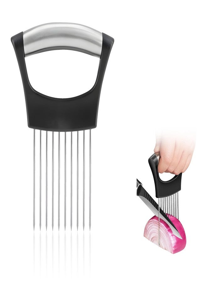 Creztail 1PC Onion Holder for Slicing, Upgraded Stainless Steel Onion Slicer Holder with Ergonomic Handle, Tomato Cutter, Vegetable Slicing Tool, Meat Tenderizer, Kitchen Food Cutting Gadget - Image 1