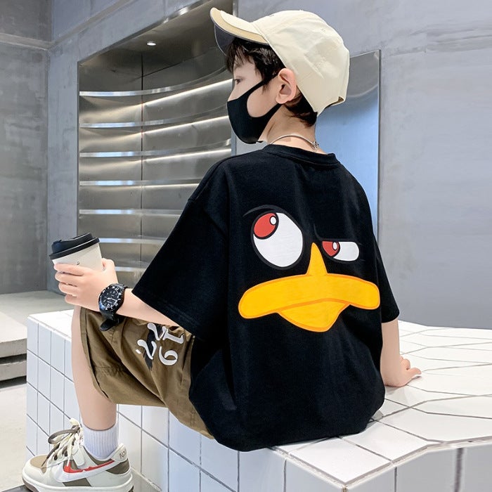 Big Boys' Summer Short-Sleeve T-Shirt New Model 2026 Boys' Pure Cotton Base Shirt Cool Stylish Summer Top Trendy K - Image 1