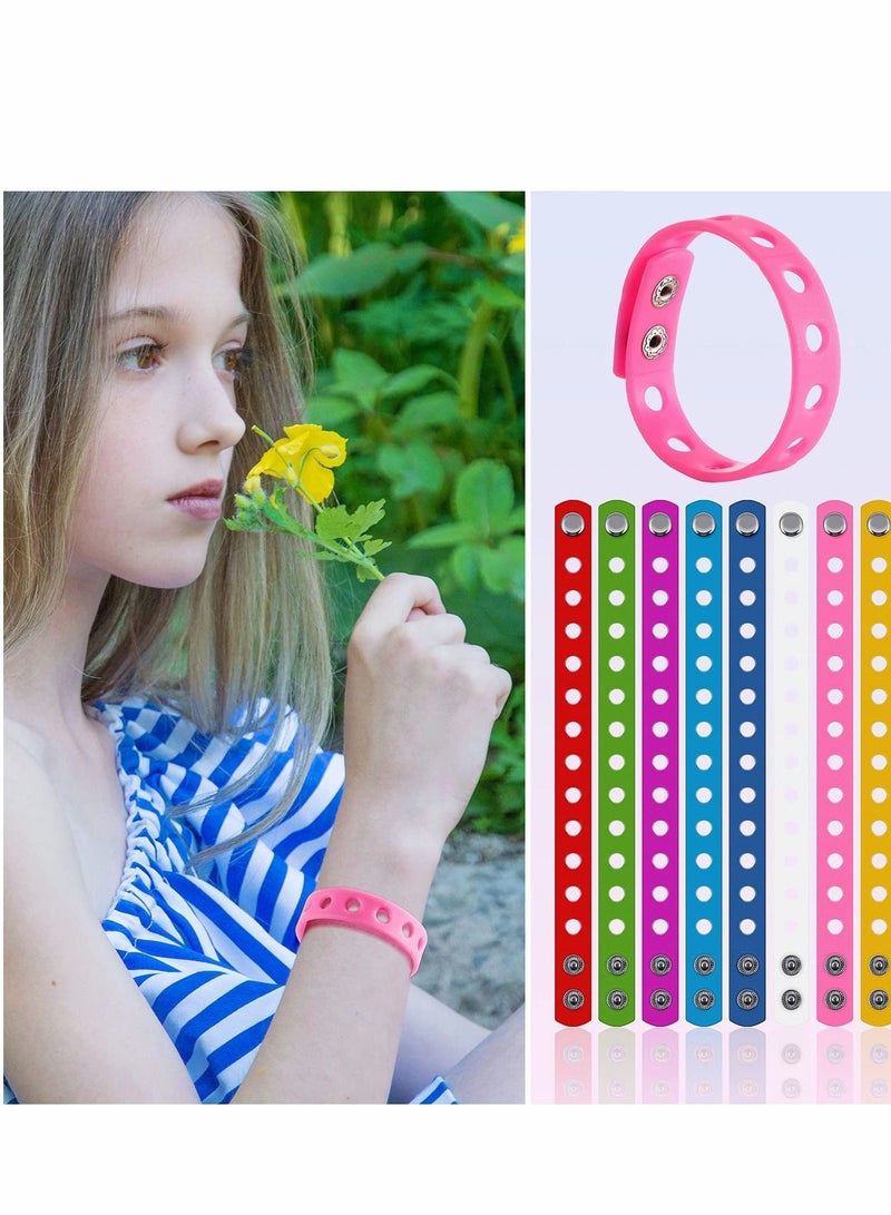 Y&D 12 Pieces Silicone Wristbands Adjustable Rubber Bracelets, Colorful Cute Charm Bracelets with Holes for Shoe Boys Girls Birthday Party, Christmas Gifts (12 Colors,8.3 Inch)  - Image 5