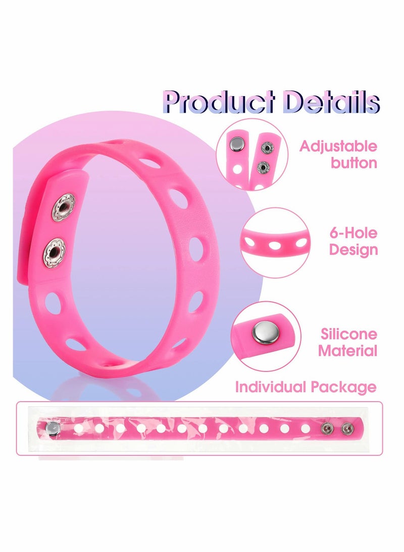Y&D 12 Pieces Silicone Wristbands Adjustable Rubber Bracelets, Colorful Cute Charm Bracelets with Holes for Shoe Boys Girls Birthday Party, Christmas Gifts (12 Colors,8.3 Inch)  - Image 3
