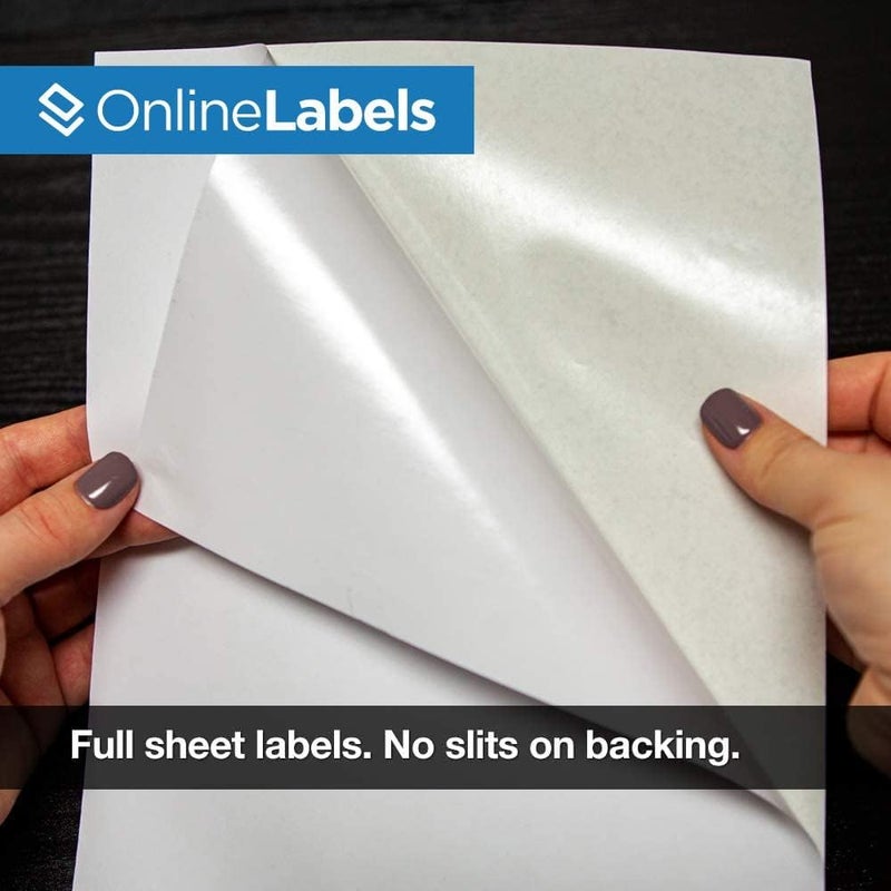 Online Labels Sticker Paper, 10 Sheets, White Matte, 8.5" x 11" Full Sheet Label, Works with Inkjet and Laser Printer, Compatible with Electronic Cutting Machines, OL177WX, OnlineLabels - Image 2