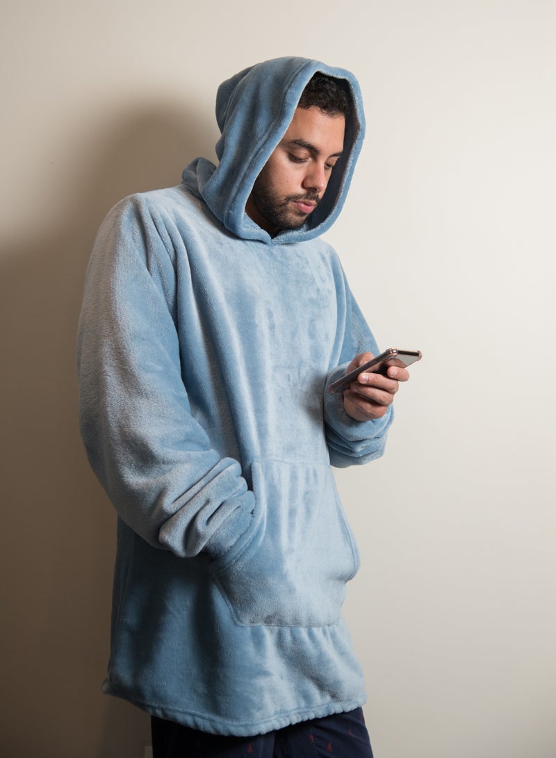 منترا بطانية مينترا كبيرة الحجم من الألياف الدقيقة قابلة للارتداء باللون الأزرق - Image 2