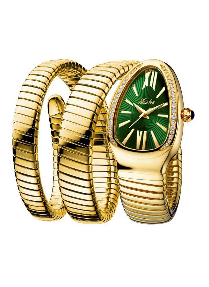 MISS FOX Triple Wrap Bracelet Watch Luxury Gold Snake Watches Women Fashion Brands MISSFOX Diamond Quartz WristWatch Waterproof AAA Clock Lady Hot Gift 