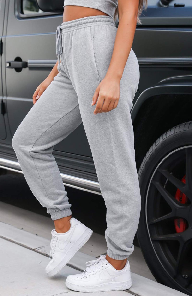 Waitfairy Sweatpants Women - Joggers for Women High Waist Baggy Sweat Pants for Womens Joggers with Pockets Light Grey M - Image 4