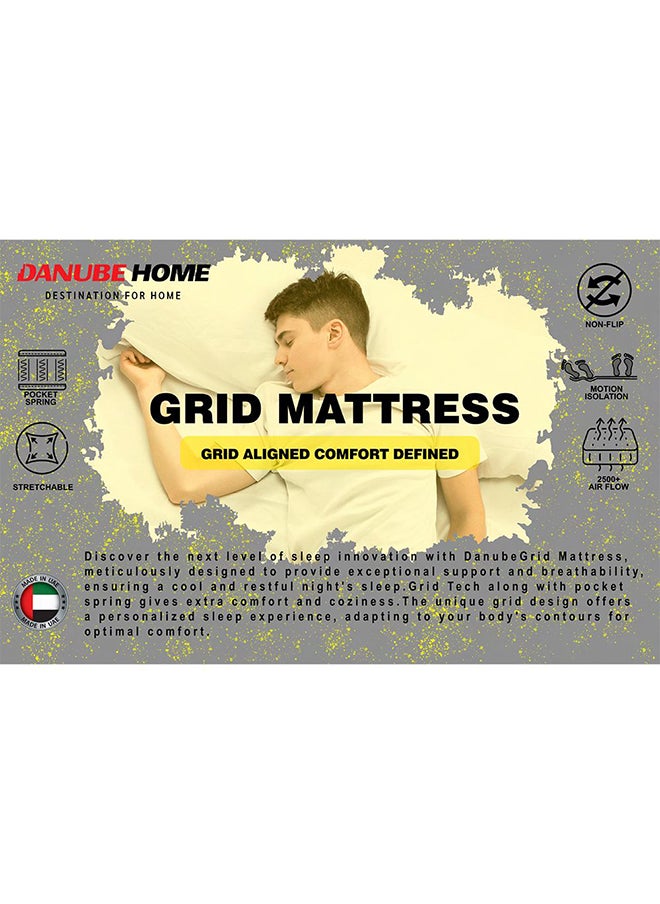DANUBE HOME - Smart Grid Memory Foam with Pocketed Spring Mattress Plush Feel Spine Balance For Pressure Relief L200xW180 cm Thickness 23 cm Grey - Image 1