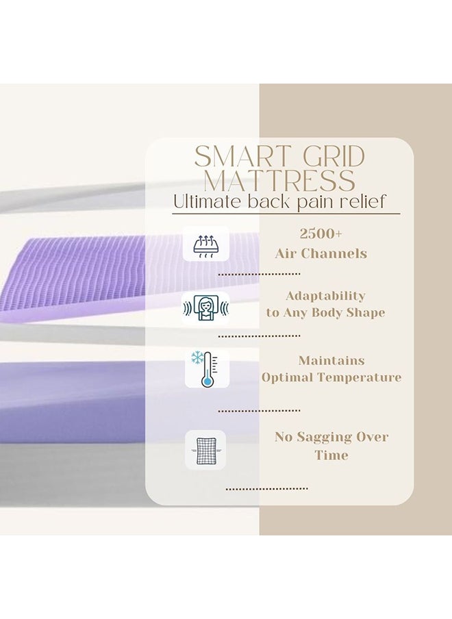 DANUBE HOME - Smart Grid Memory Foam with Pocketed Spring Mattress Plush Feel Spine Balance For Pressure Relief L200xW180 cm Thickness 23 cm Grey - Image 1