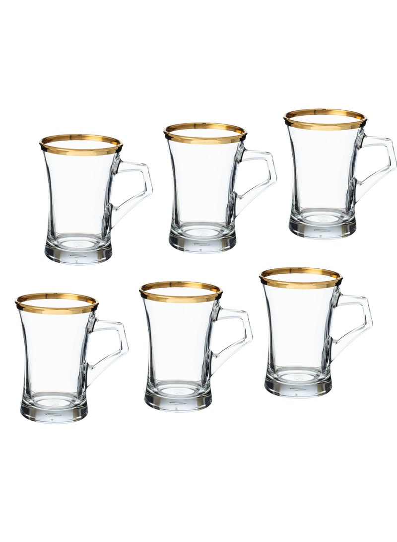 Pasabache A set of Turkish tea cups with a golden line, 6 pieces - Image 1