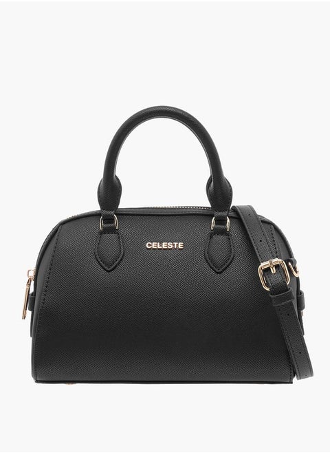 Women Textured Tote Bag with Double Handle and Detachable Strap