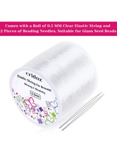 cridoz Stretchy String For Bracelets Cridoz 0.5Mm Clear Elastic String Stretch Cord Bracelet String With 2 Pcs Beading Needles For Seed Beads Pony Beads Bracelets And Jewelry Making  - Image 2