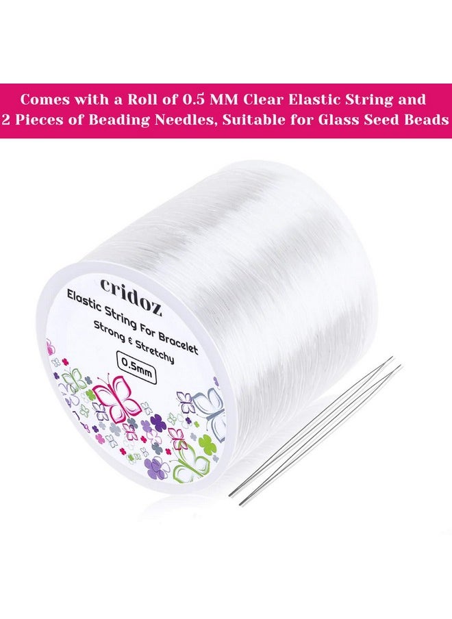 cridoz - Stretchy String For Bracelets Cridoz 0.5Mm Clear Elastic String Stretch Cord Bracelet String With 2 Pcs Beading Needles For Seed Beads Pony Beads Bracelets And Jewelry Making - Image 1