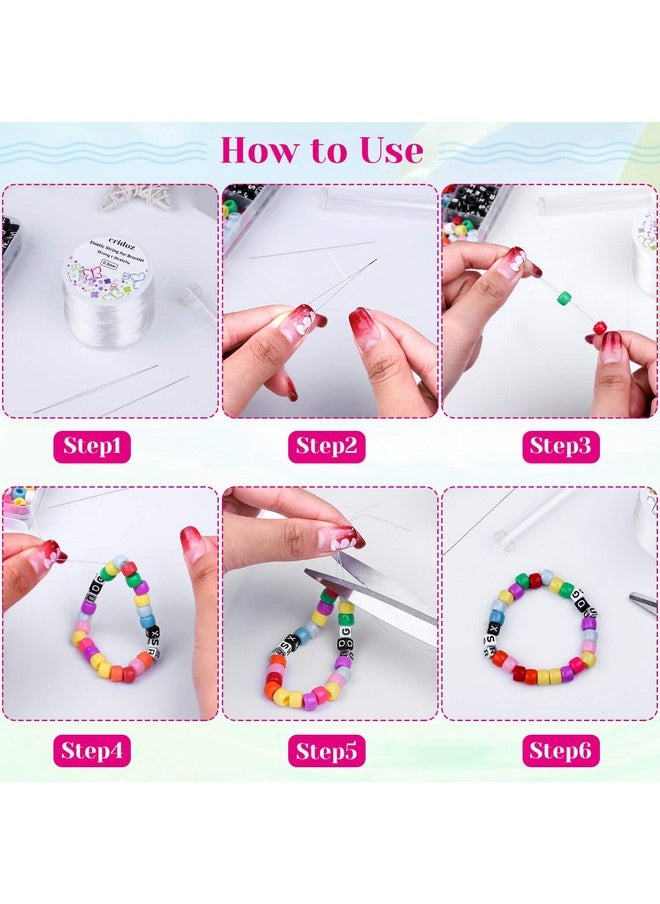 cridoz - Stretchy String For Bracelets Cridoz 0.5Mm Clear Elastic String Stretch Cord Bracelet String With 2 Pcs Beading Needles For Seed Beads Pony Beads Bracelets And Jewelry Making - Image 1