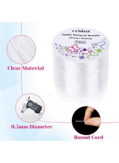 cridoz Stretchy String For Bracelets Cridoz 0.5Mm Clear Elastic String Stretch Cord Bracelet String With 2 Pcs Beading Needles For Seed Beads Pony Beads Bracelets And Jewelry Making  - Image 3