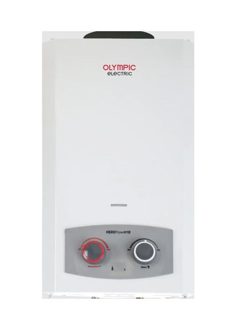 Olympic Gas Heater 10L White Hero Flow Digital Gas Chimney and Pipe Code 5580