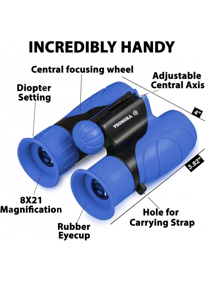 Promora Binoculars for Kids for Toddler - for Little Boys and Girls Extensive Set Incl. Magnifying Glass & Compass Powerful Magnification 8X21 3 to 12 Year Old Kids  - Image 1
