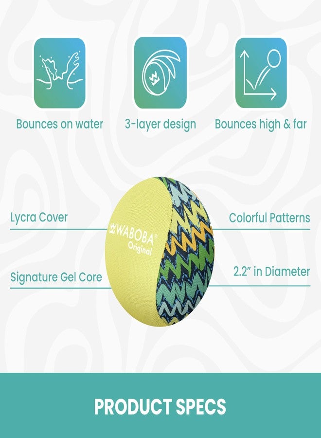 Waboba Original Water Bouncing Ball 2 Pack - Waterproof Games for Pool & Beach - Kids & Teens Outdoor Sports Gift - Abstract & Zigzag Neon Designs - Image 3